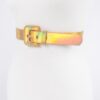 Plus-Size Holographic Metallic Belt – Slim Hologram Finish