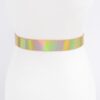 Plus-Size Holographic Metallic Belt – Slim Hologram Finish