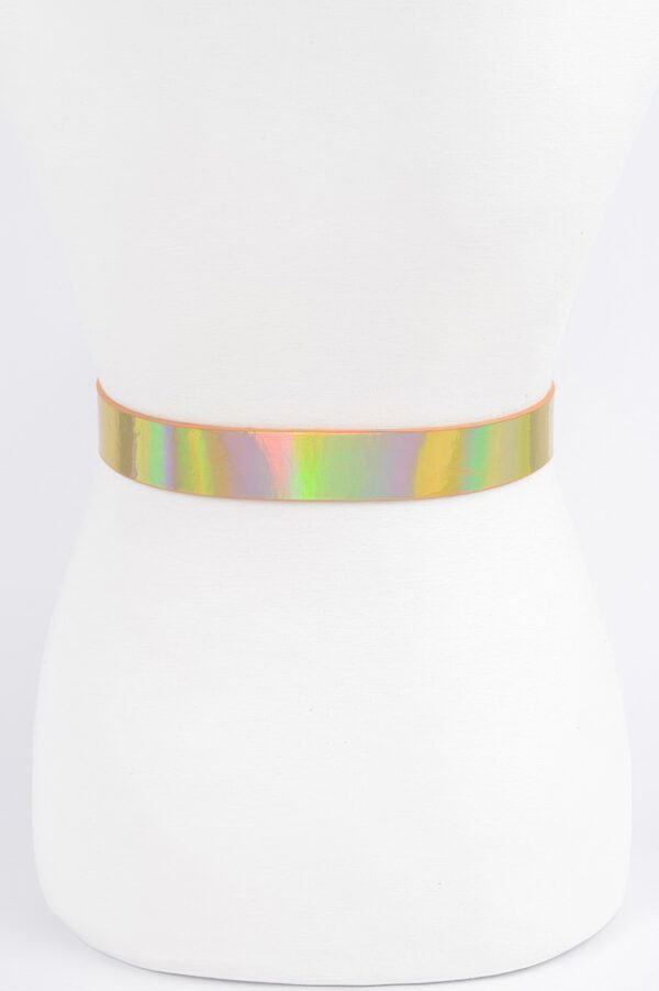 Plus-Size Holographic Metallic Belt – Slim Hologram Finish