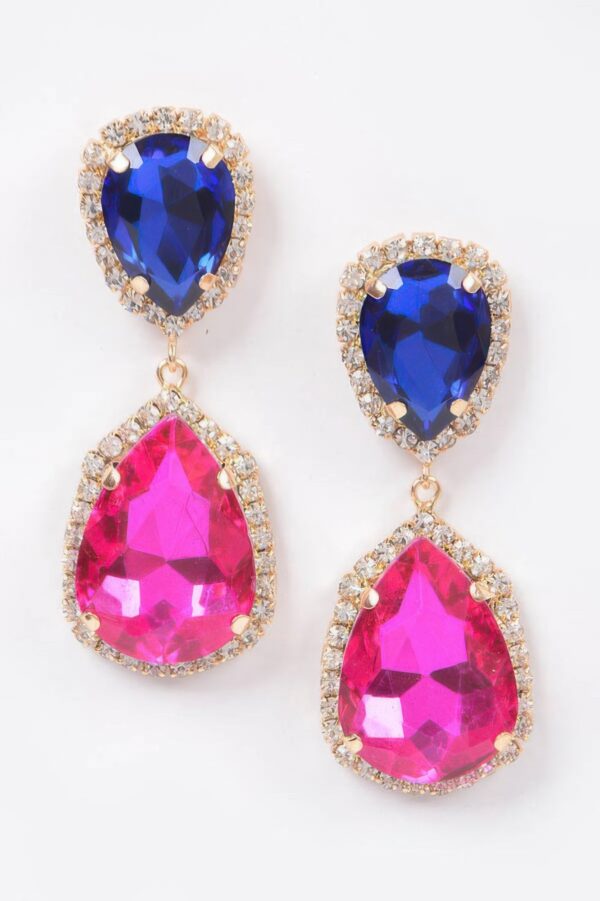 Multi-Color Faceted Drop Earrings – Mid-Length