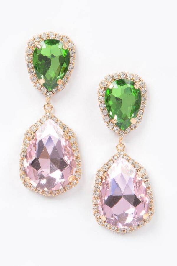 Multi-Color Faceted Drop Earrings – Mid-Length