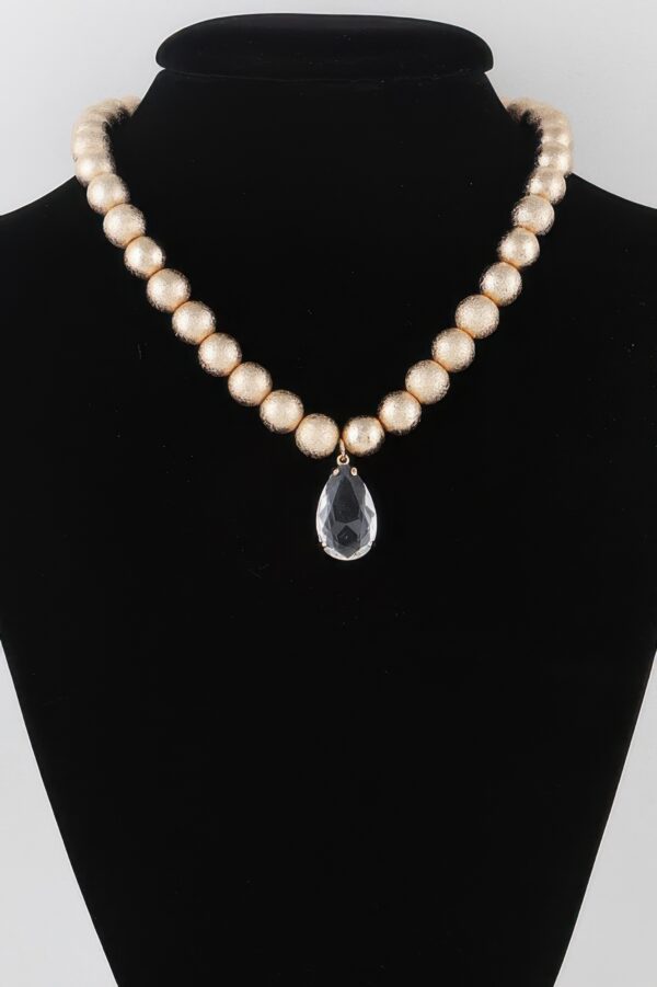 Faceted Clear Teardrop Bead Necklace – 16″ Mid-Length
