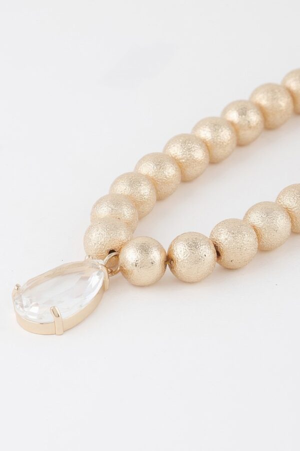 Faceted Clear Teardrop Bead Necklace – 16″ Mid-Length