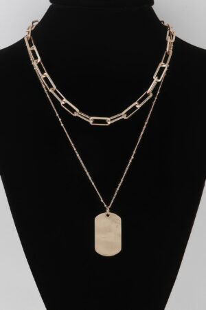 Double-Layer Tag Chain Necklace – Minimal Two-Chain