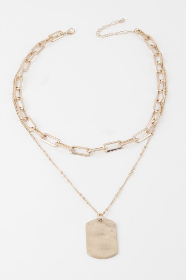 Double-Layer Tag Chain Necklace – Minimal Two-Chain