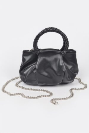 Boxy Crossbody Bag with Braided Handle – Faux Leather