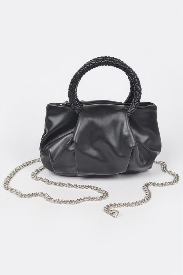 Boxy Crossbody Bag with Braided Handle – Faux Leather