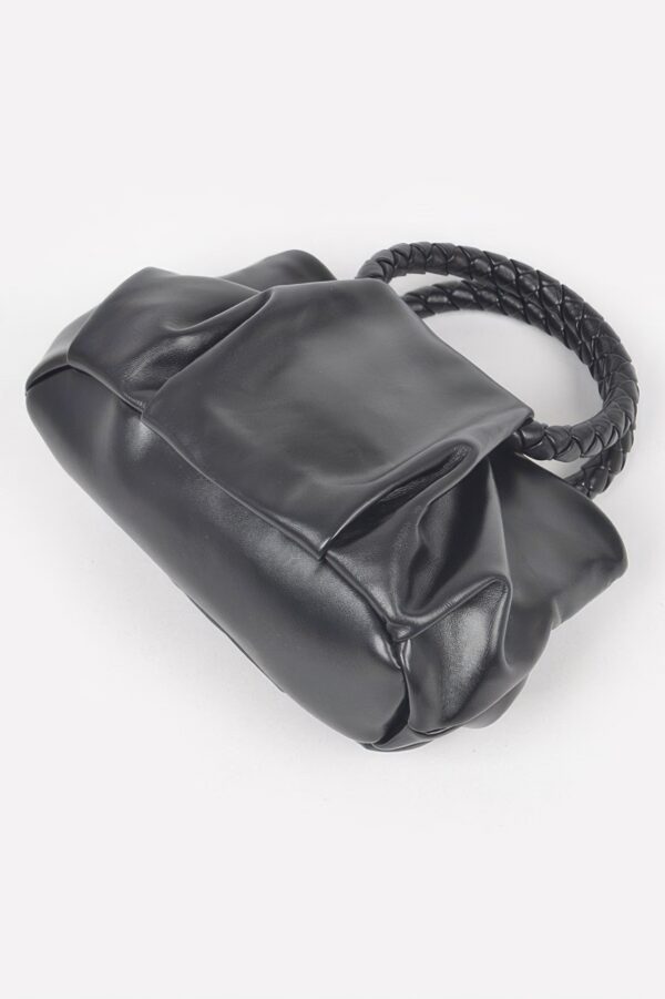 Boxy Crossbody Bag with Braided Handle – Faux Leather