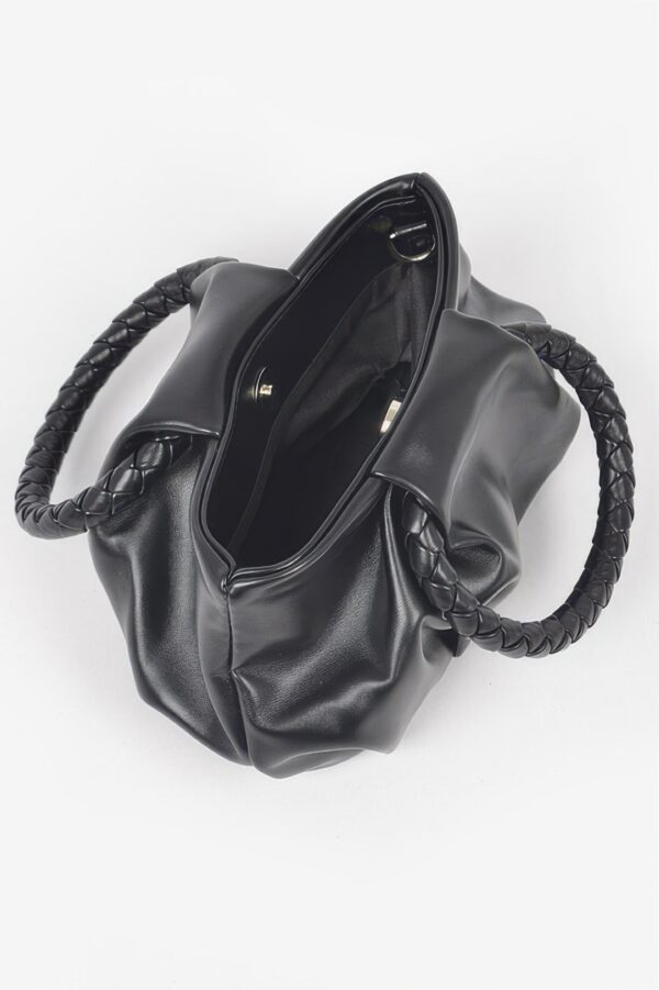Boxy Crossbody Bag with Braided Handle – Faux Leather