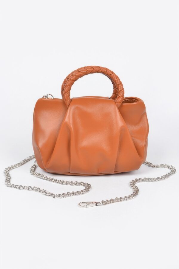Boxy Crossbody Bag with Braided Handle – Faux Leather