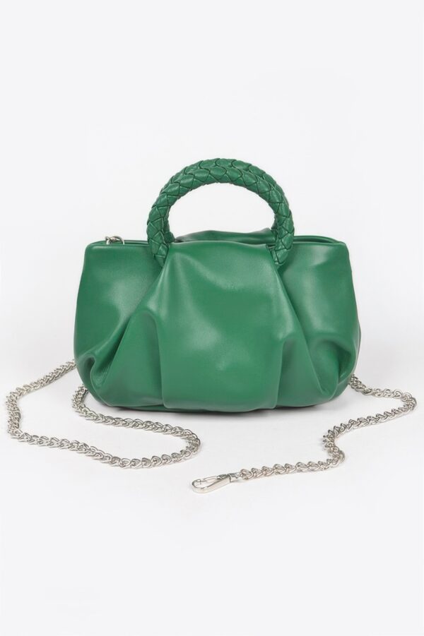 Boxy Crossbody Bag with Braided Handle – Faux Leather