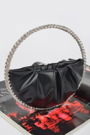 Sculptural Round Stone-Handle Evening Clutch