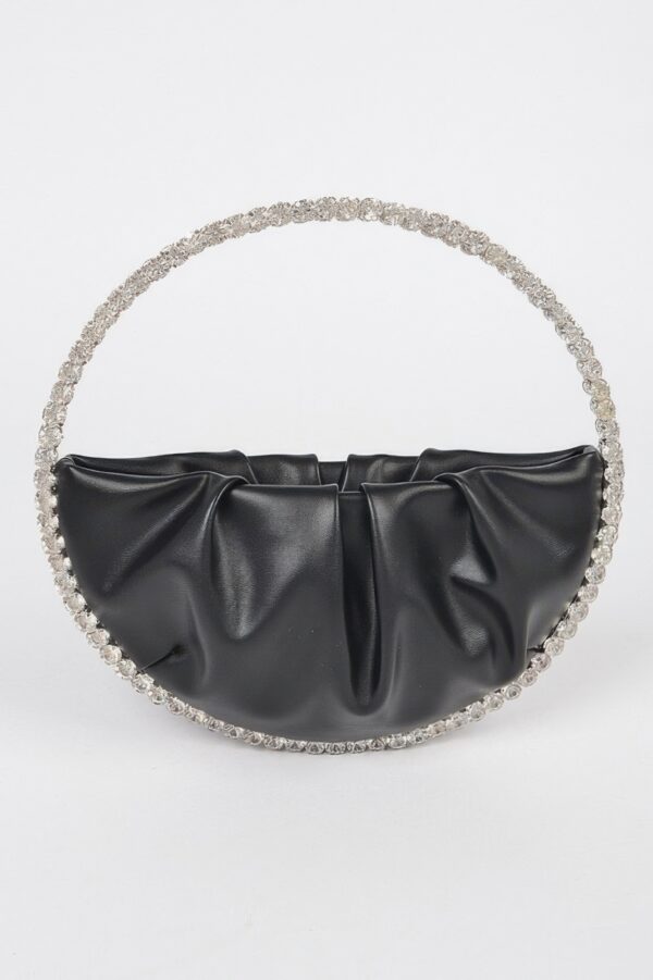Sculptural Round Stone-Handle Evening Clutch