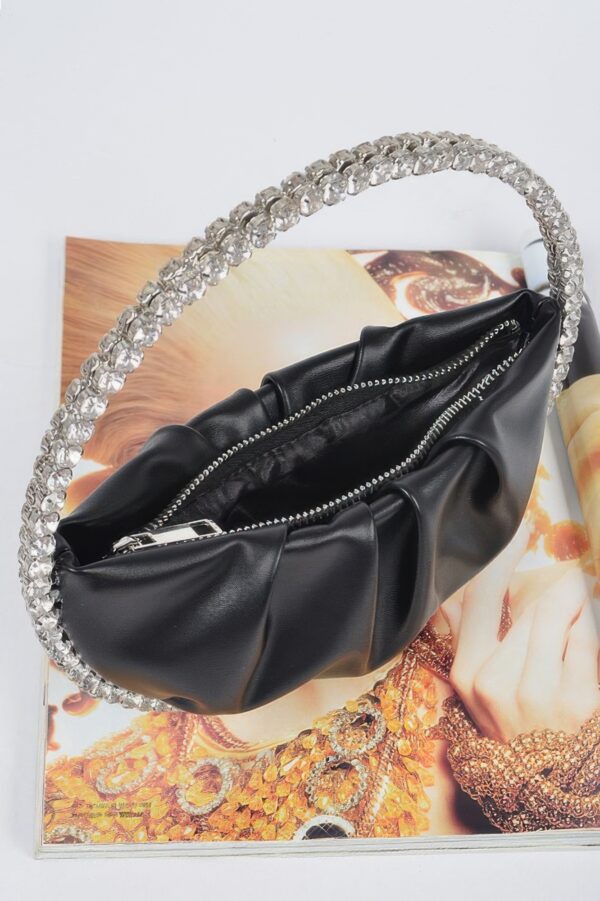 Sculptural Round Stone-Handle Evening Clutch