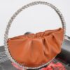 Sculptural Round Stone-Handle Evening Clutch