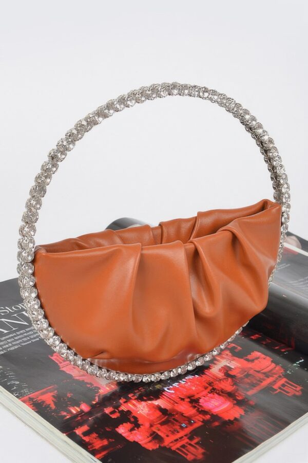 Sculptural Round Stone-Handle Evening Clutch