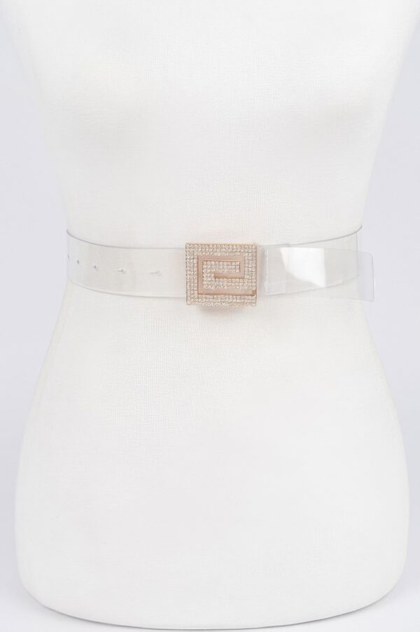 Vegan Belt with Rhinestone Buckle – Clear