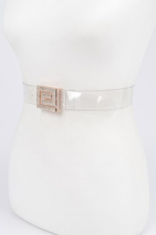 Vegan Belt with Rhinestone Buckle – Clear