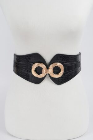 Faux Croc Wide Stretch Belt – Croc-Textured Front