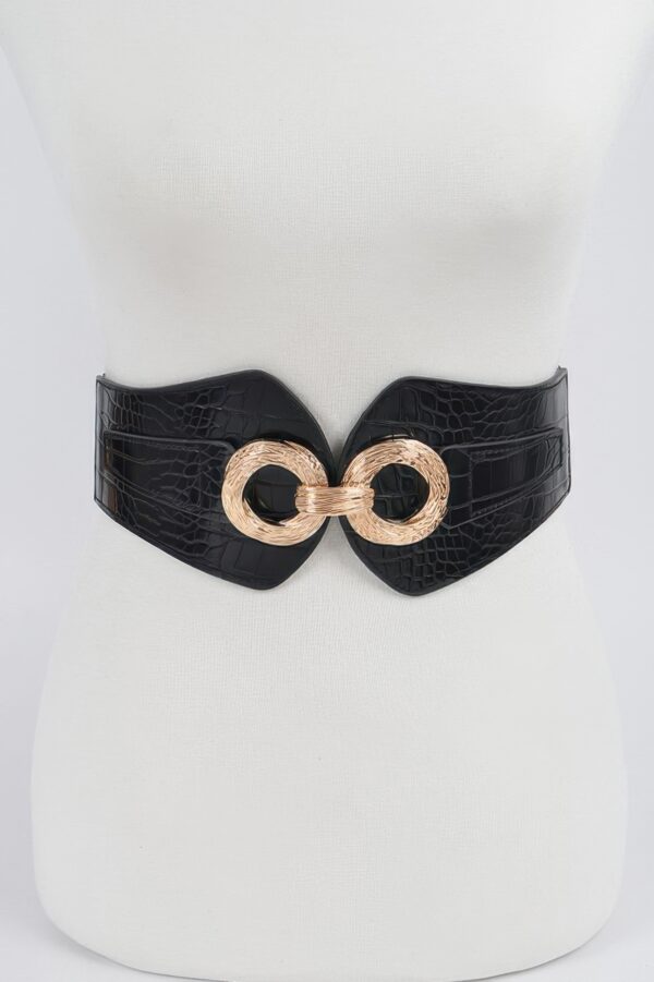 Faux Croc Wide Stretch Belt – Croc-Textured Front
