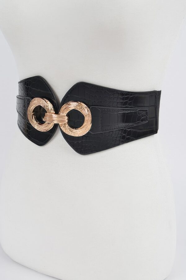 Faux Croc Wide Stretch Belt – Croc-Textured Front