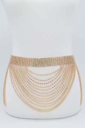 Rhinestone Multi-Layer Drop Belt – Draped Crystal Chain
