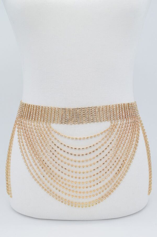 Rhinestone Multi-Layer Drop Belt – Draped Crystal Chain