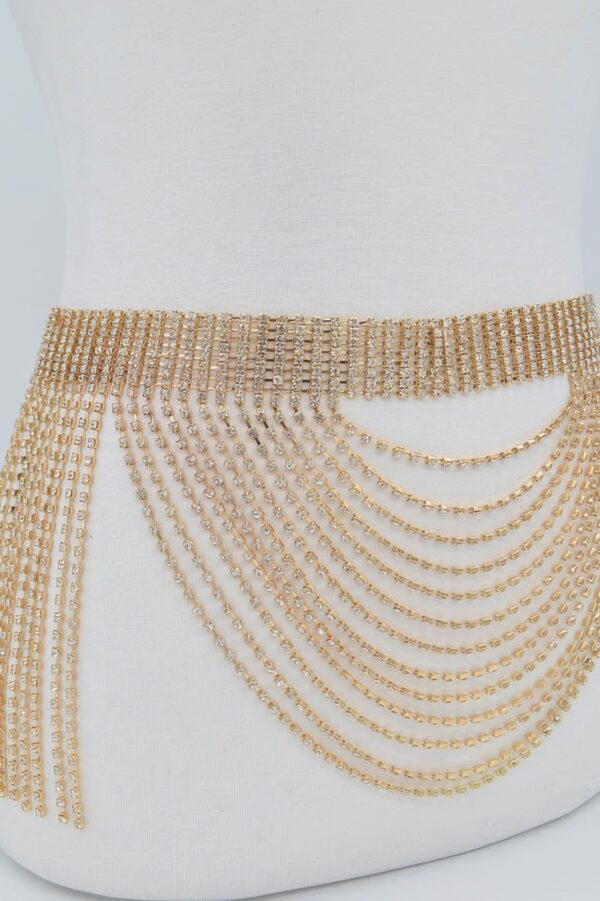 Rhinestone Multi-Layer Drop Belt – Draped Crystal Chain