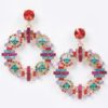 Multi Rhinestone Round Statement Earrings