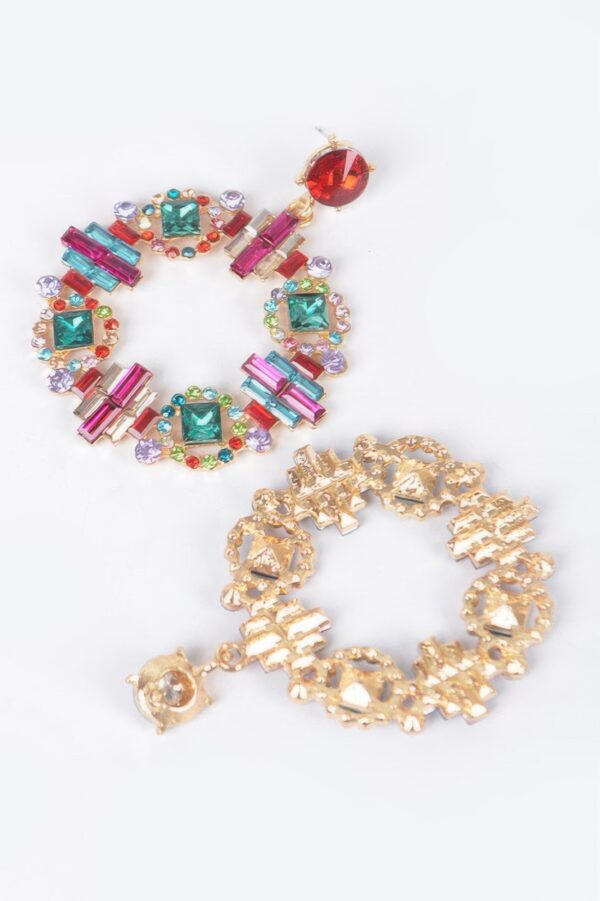 Multi Rhinestone Round Statement Earrings