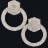 Rhinestone Round Earrings – Oversized Sparkle Discs