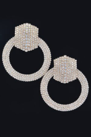 Rhinestone Round Earrings – Oversized Sparkle Discs