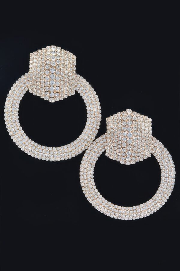 Rhinestone Round Earrings – Oversized Sparkle Discs