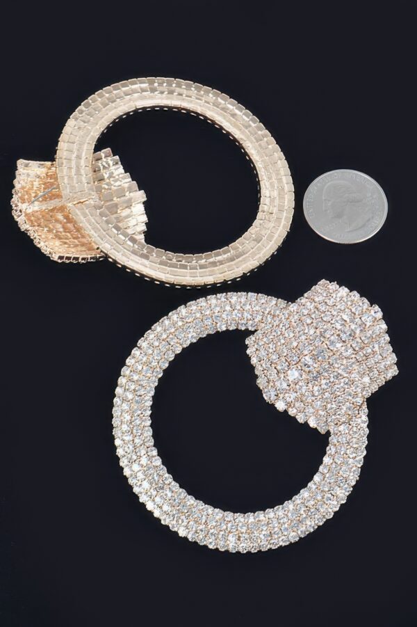 Rhinestone Round Earrings – Oversized Sparkle Discs