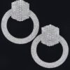Rhinestone Round Earrings – Oversized Sparkle Discs