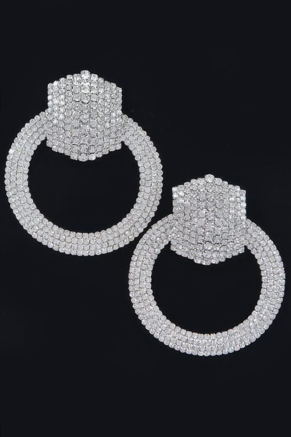 Rhinestone Round Earrings – Oversized Sparkle Discs
