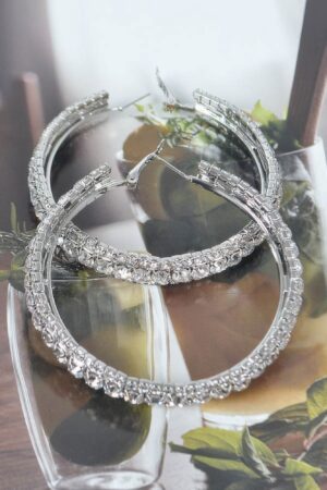 Rhinestone Hoop Earrings – Multicolor 60mm