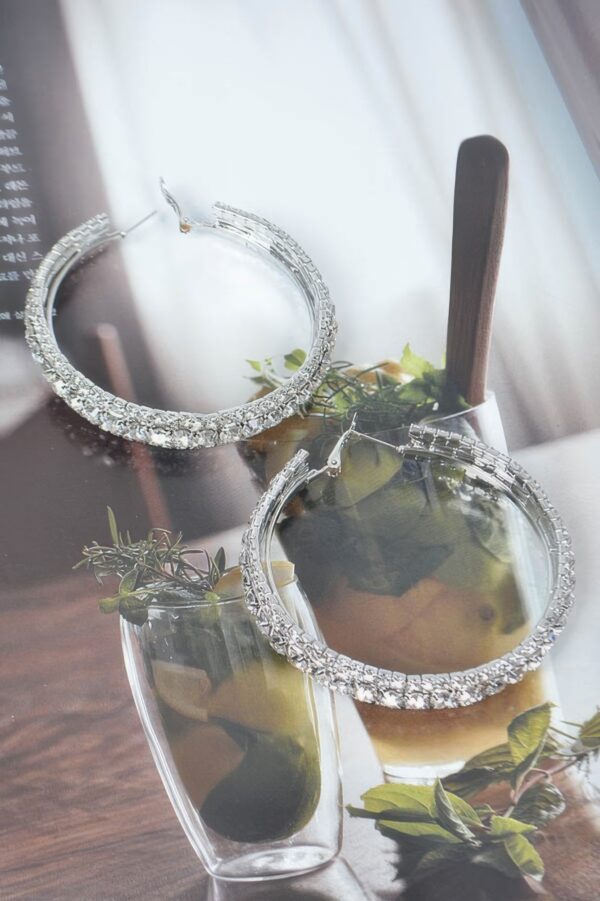Rhinestone Hoop Earrings – Multicolor 60mm
