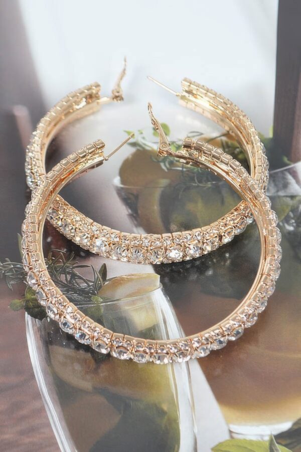 Rhinestone Hoop Earrings – Multicolor 60mm