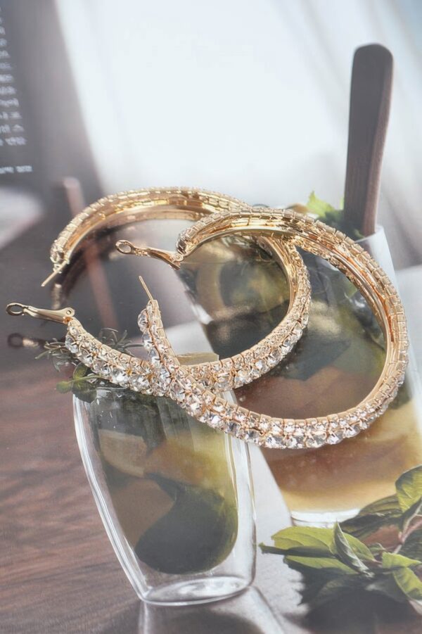 Rhinestone Hoop Earrings – Multicolor 60mm