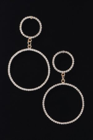 Double Circle Rhinestone Drop Earrings