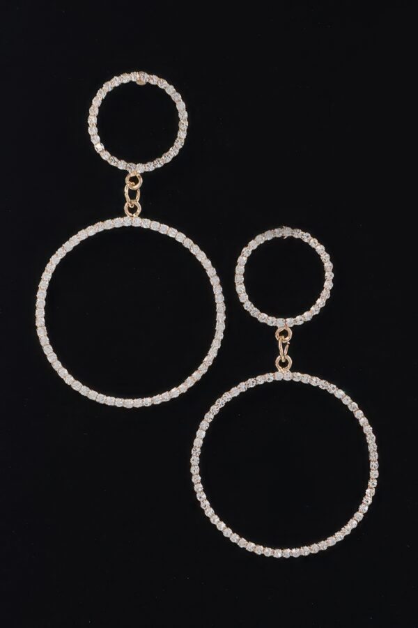 Double Circle Rhinestone Drop Earrings