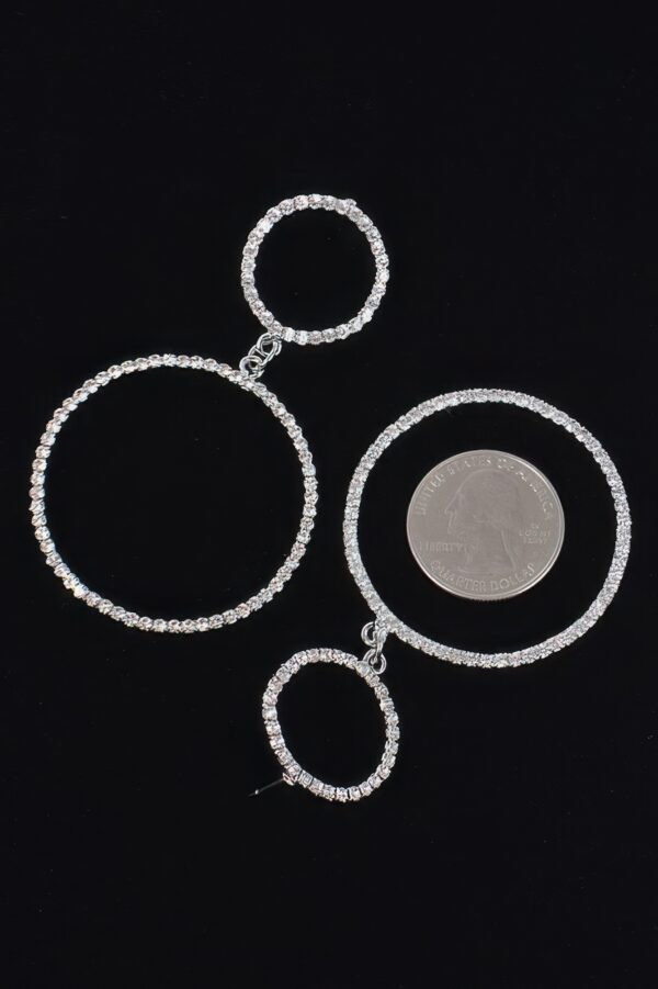 Double Circle Rhinestone Drop Earrings
