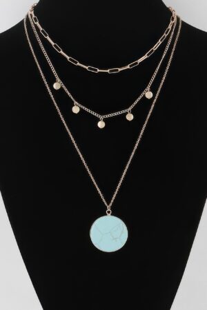 Multi-Stone Pendant Necklace with Polished Chain