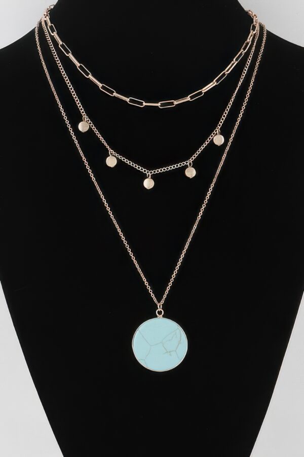 Multi-Stone Pendant Necklace with Polished Chain