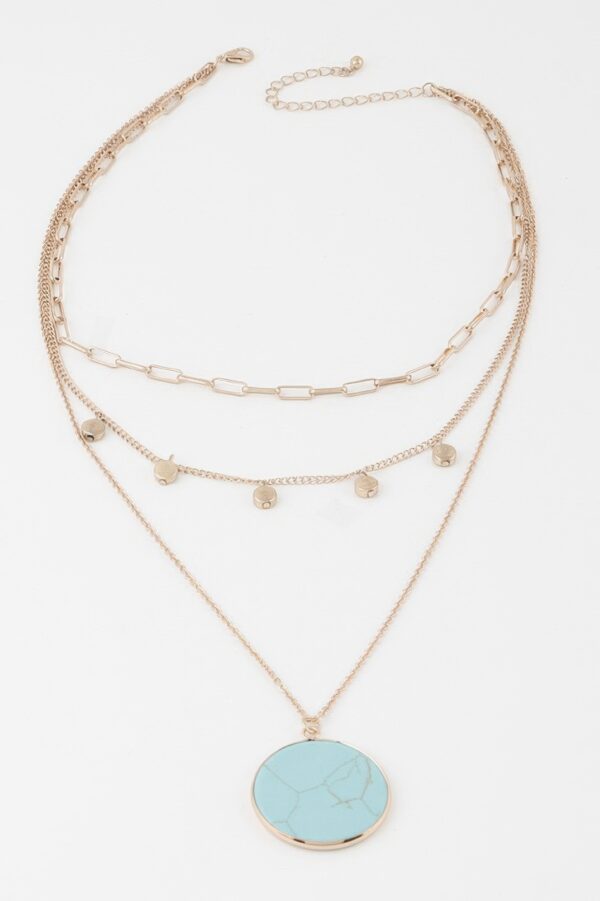 Multi-Stone Pendant Necklace with Polished Chain