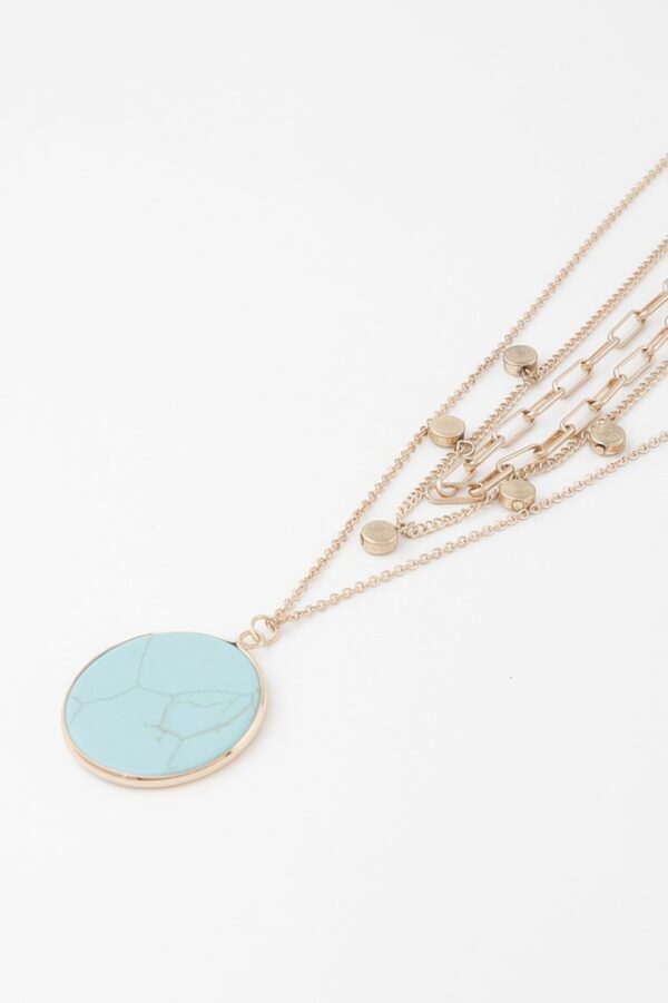 Multi-Stone Pendant Necklace with Polished Chain