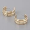 Hoop Earrings with Layered Line Texture – Mini Polished Hoops