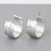Hoop Earrings with Layered Line Texture – Mini Polished Hoops