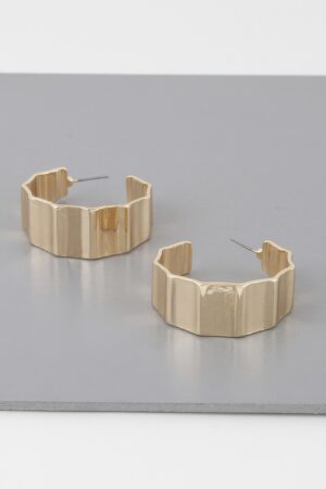 Ribbed Oversized Metal Hoop Earrings